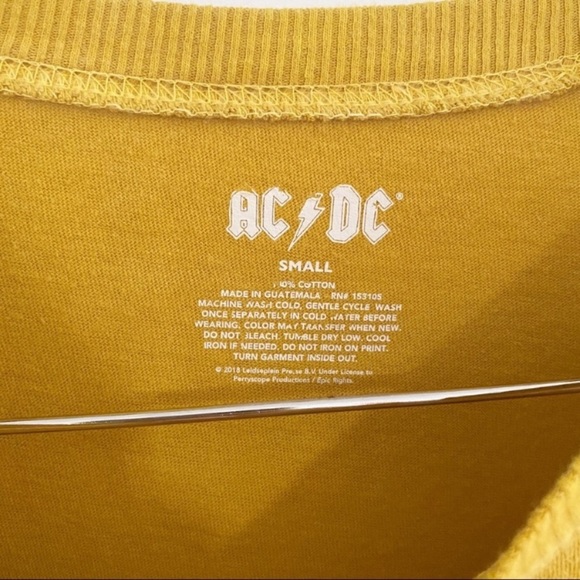 AC/DC | Tops | Nwot Acdc Yellow Distressed Glitter Band Tee | Poshmark